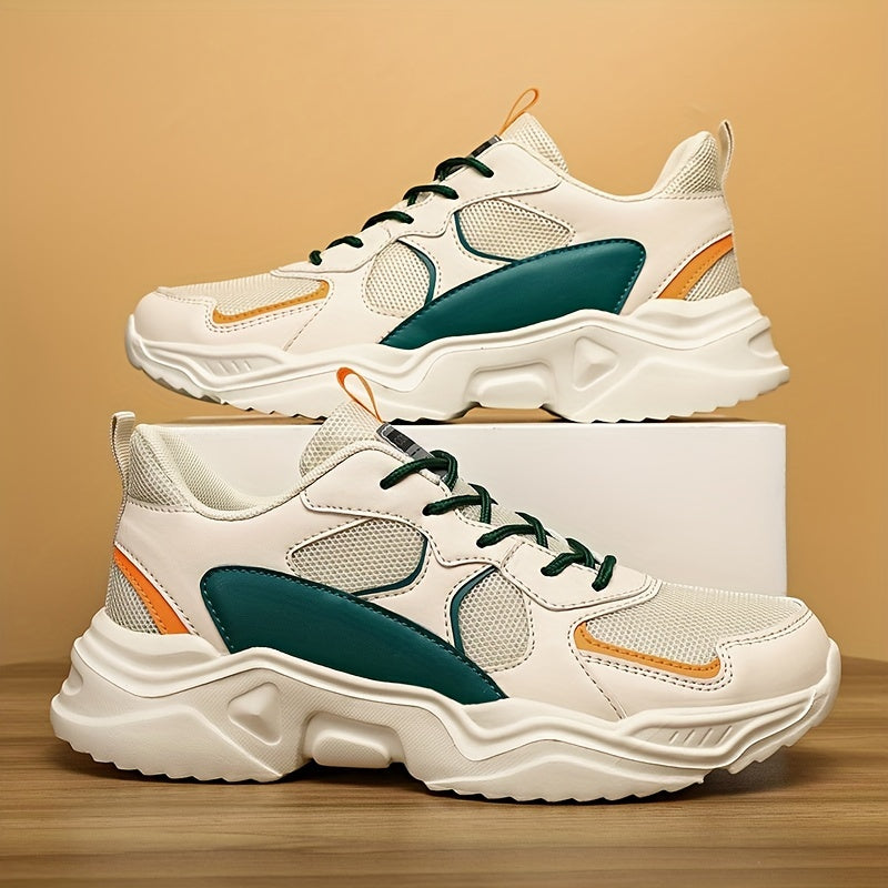 Men's Fashion Platform Sneakers - Casual Athletic Dad Shoes, Height-Increasing Breathable Mesh, Anti-Slip EVA Sole, Suitable for Running and Outdoor Activities, Thick-Soled Walking Shoes