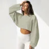 Women's Crop Top Sweatshirts Long Sleeve, Crew Neck, Custom Printing BLANK Streetwear Style