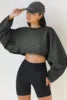 Women's Crop Top Sweatshirts Long Sleeve, Crew Neck, Custom Printing BLANK Streetwear Style