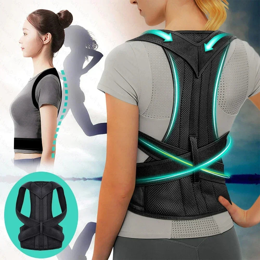Reinforced Lower Lumbar Posture Corrector - Vest, Adjustable Back Support Strap Shoulder Spine Brace Neck Trainer
