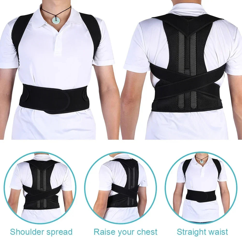 Reinforced Lower Lumbar Posture Corrector - Vest, Adjustable Back Support Strap Shoulder Spine Brace Neck Trainer