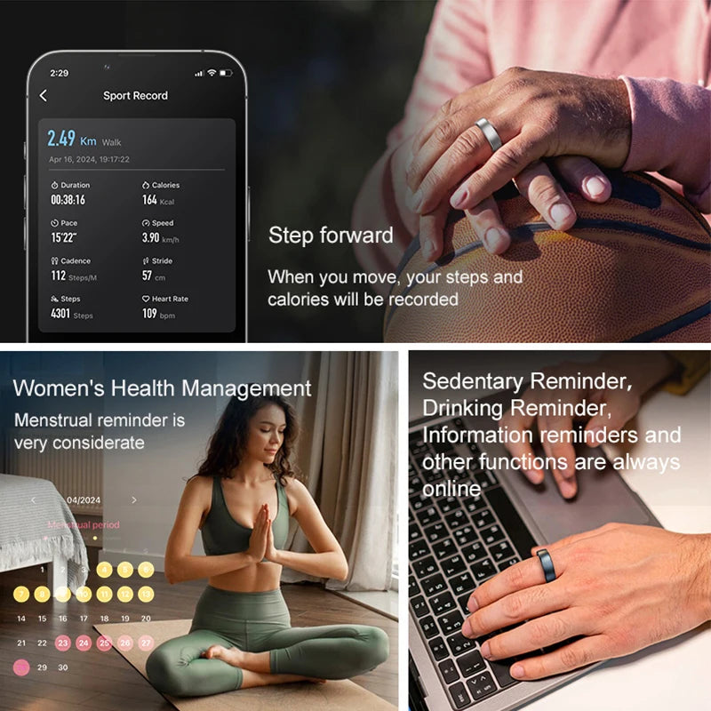Smart Ring R10 Waterproof Health Monitor Men & Women Ring Health & Sleep Monitor Smart Rings Multi-sport Modes QRing APP