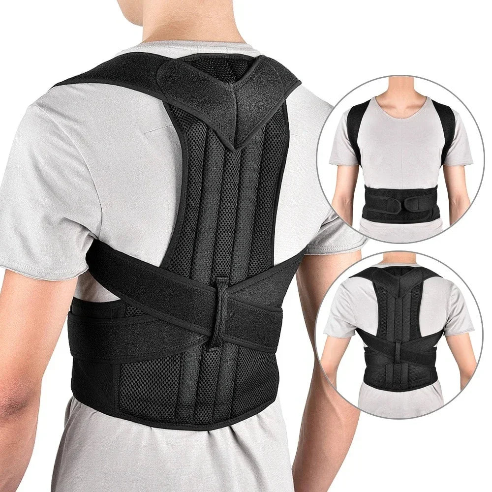 Reinforced Lower Lumbar Posture Corrector - Vest, Adjustable Back Support Strap Shoulder Spine Brace Neck Trainer