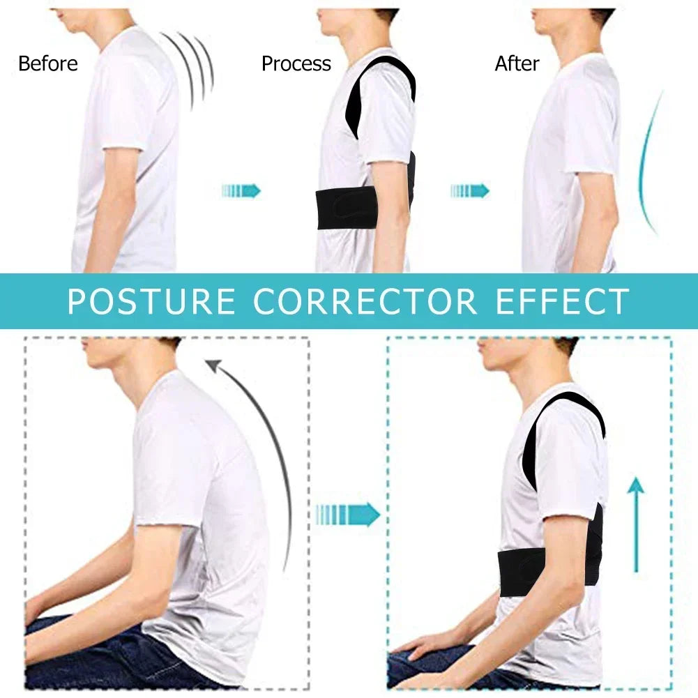 Reinforced Lower Lumbar Posture Corrector - Vest, Adjustable Back Support Strap Shoulder Spine Brace Neck Trainer