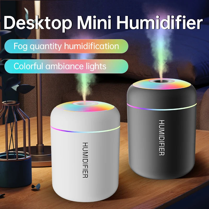Aromatherapy - 180mL Mini Air Humidifier - USB Electric Aroma Diffuser, Essential Oil Purifier, Mist Lights for Car, Home, or Bedroom