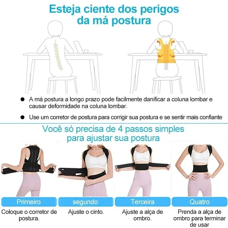 Reinforced Lower Lumbar Posture Corrector - Vest, Adjustable Back Support Strap Shoulder Spine Brace Neck Trainer