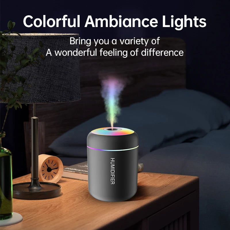 Aromatherapy - 180mL Mini Air Humidifier - USB Electric Aroma Diffuser, Essential Oil Purifier, Mist Lights for Car, Home, or Bedroom