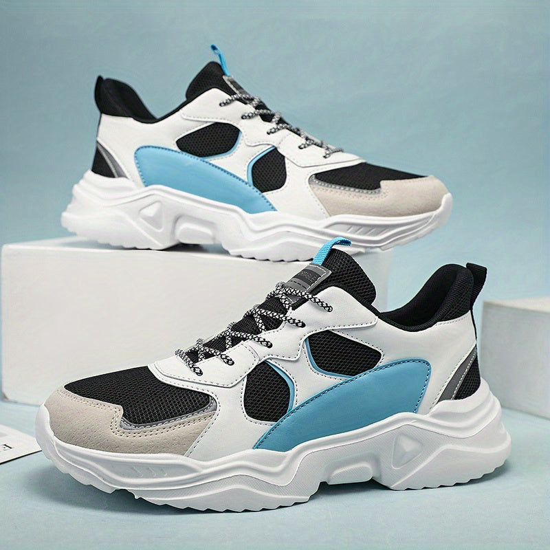 Men's Fashion Platform Sneakers - Casual Athletic Dad Shoes, Height-Increasing Breathable Mesh, Anti-Slip EVA Sole, Suitable for Running and Outdoor Activities, Thick-Soled Walking Shoes